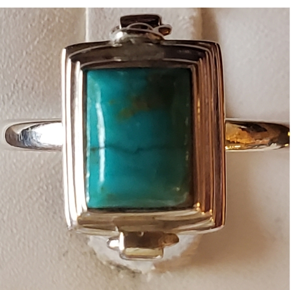 Genuine Kingman Blue Mojave Turquoise Poison Box Ring Size 9 - Picture 1 of 8
